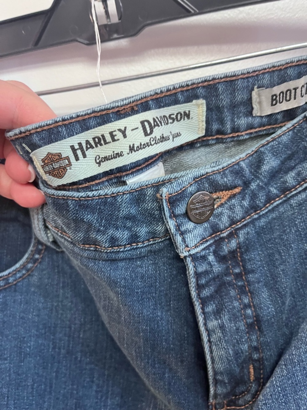 Harley-Davidson Dark Blue Denim Jeans with Copper Stitching